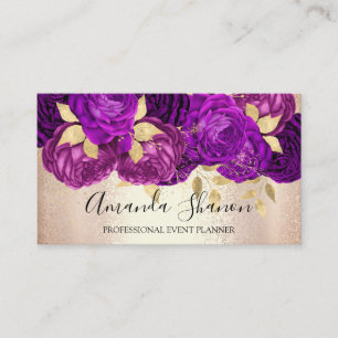 PurpleRose Gold Blume Logo Event Planner QR Code Visitenkarte