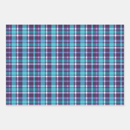 Purples, Teals, Blue & White Plaid Geschenkpapier Set (Vorderseite 3)
