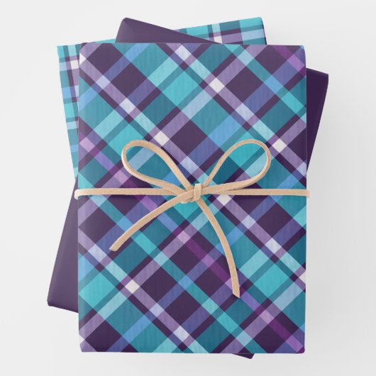 Purples, Teals, Blue & White Plaid Geschenkpapier Set (Beispiel)