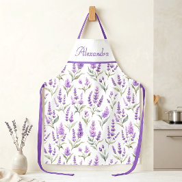 PurpleSage Green Lavender Custom Name Apron Schürze