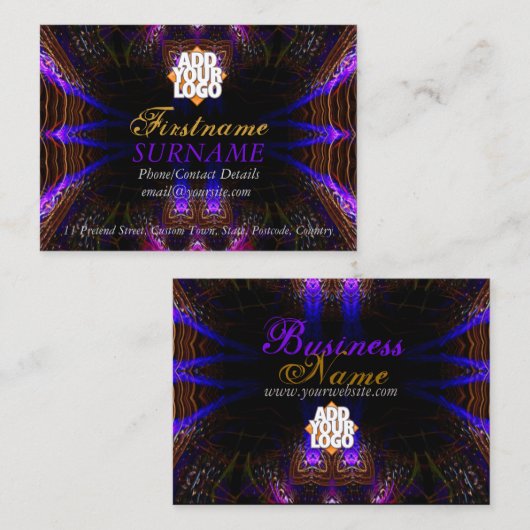 Purplicious Fraktal Big Business Card Visitenkarte (Vorne/Hinten)