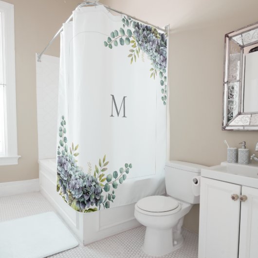 Purplisch-Hydrangeas Eucalyptus Duschvorhang (Beispiel)