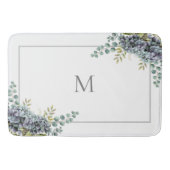 Purplisch Hydrangeas Eucalyptus Mit Monogramm Badematte (Vorderseite)