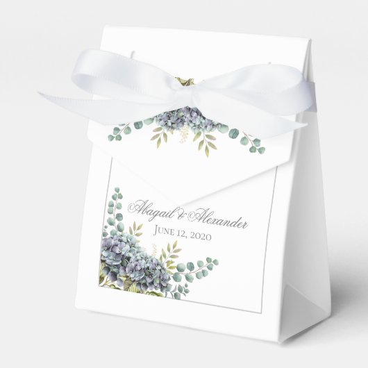Purplish Hydrangeas Eucalyptus Favor Box Geschenkschachtel (Vorderseite)