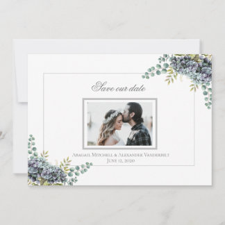 Purplish Hydrangeas Eucalyptus-Foto Save the Date