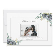 Purplish Hydrangeas Eucalyptus-Foto Save the Date