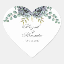 Purplish Hydrangeas Eucalyptus Heart Sticker