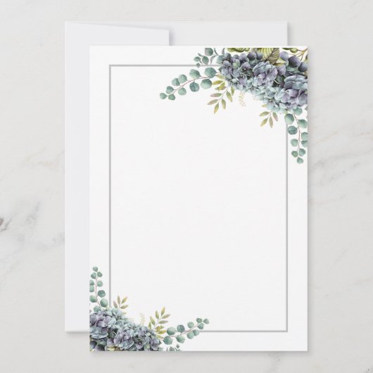 Purplish Hydrangeas Eucalyptus Save the Date Card (Rückseite)