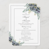 Purplish Hydrangeas Eucalyptus Wedding Program Car (Vorne/Hinten)