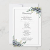 Purplish Hydrangeas Eucalyptus Wedding Program Car (Rückseite)
