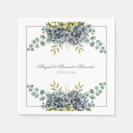 Purplish Hydrangeas Eucalyptus Wedding Serviette