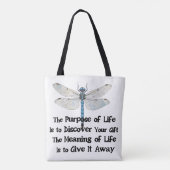 Purpose of life quote talent mission dragonfly bug tasche (Rückseite)