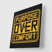 Purpose Over Comfort Motivation Mindset Growth Quadratische Wanduhr (Winkel)