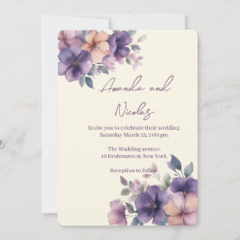 Purpulfarbene Blume zur Einladung zum Hochzeitstag