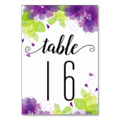 Purpur-Blumen-Kalligraphie Tischnummer (Rückseite)