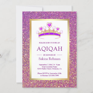 Purpur Glitter Tiara Prinzessin Aqiqah Einladung
