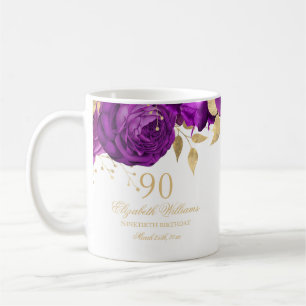 Purpur-Gold-Blumenrose 90. Geburtstag Kaffeetasse