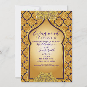 Purpur-Gold Royal Indian Arabian Verlobungsdusche Einladung