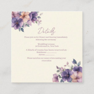 Purpur, rosa Blume auf der Hochzeitskarte Begleitkarte