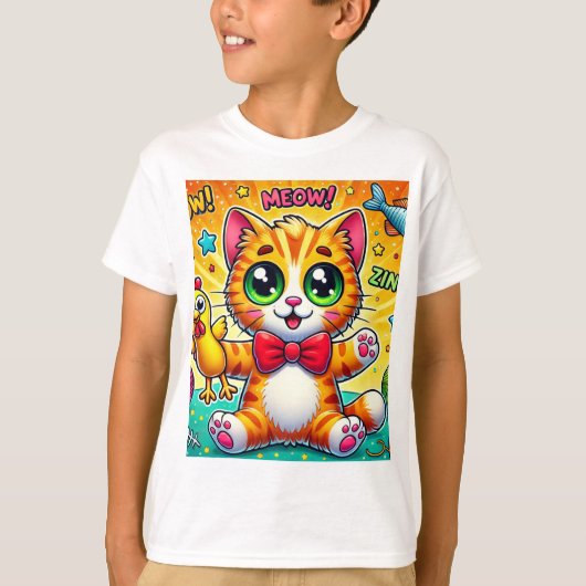 "Purpur spielerisches Cat-T-Shirt" T-Shirt (Vorderseite)