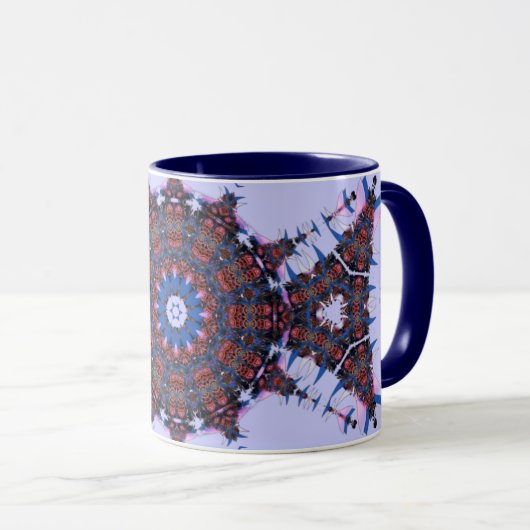purpurblaue Fraktale Tasse (VorderseiteRechts)