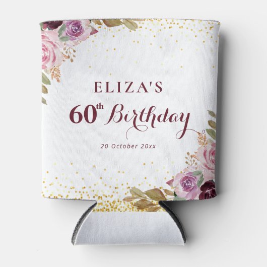 Purpurblumen 60. Geburtstagsparty Dosenkühler (Vorderseite)