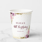 Purpurblumen 60. Geburtstagsparty Pappbecher (Vorderseite)