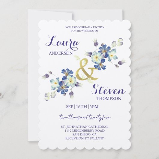 Purpurblumen Dekoration Hochzeitsfeiern Einladung (Vorderseite)