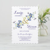 Purpurblumen Dekoration Hochzeitsfeiern Einladung (Stehend Vorderseite)