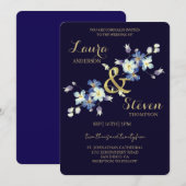 Purpurblumen Dekoration Hochzeitsfeiern Einladung (Vorne/Hinten)