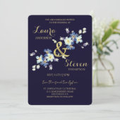 Purpurblumen Dekoration Hochzeitsfeiern Einladung (Stehend Vorderseite)