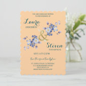 Purpurblumen Dekoration Hochzeitsfeiern Einladung (Stehend Vorderseite)