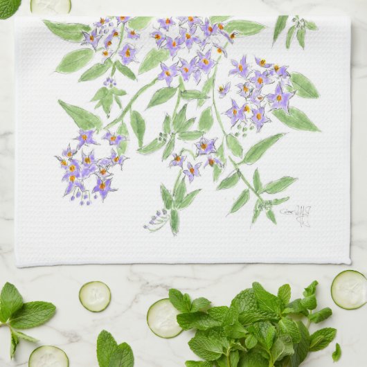 Purpurblumen Geschirrtuch (Gefaltet)