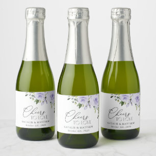 Purpurblumen, Lilac-Blume, Blumenzehen Schaumweinetikett