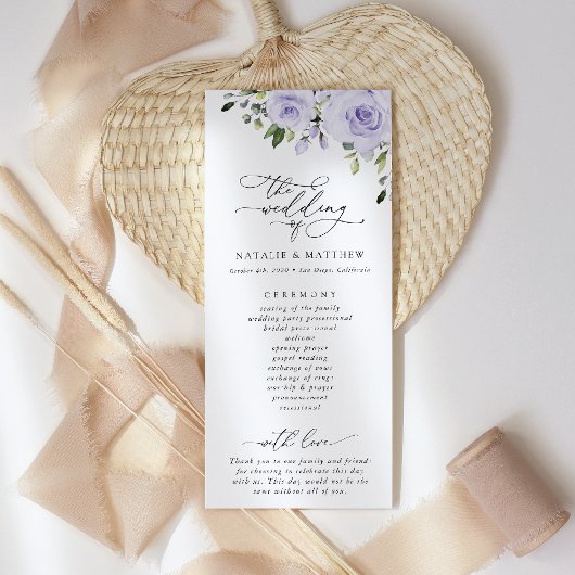 Purpurblumen, Lilac-Blume, Hochzeitsprogramm Programm