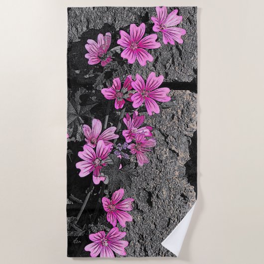 Purpurblumen Strandtuch (Vorderseite)