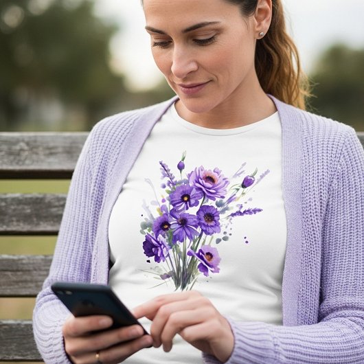 Purpurblumen T-Shirt