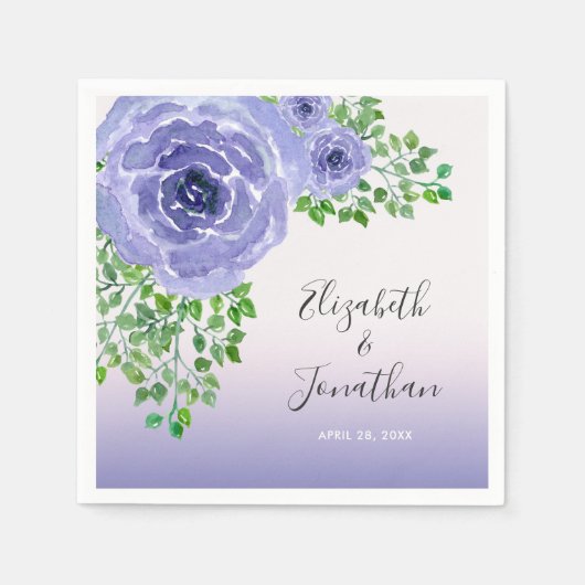 Purpurblumen und Grüne Hochzeit Serviette (Vorderseite)