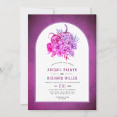 Purpurblumen und Kürbis Hochzeit im Herbst Einladung (Vorderseite)