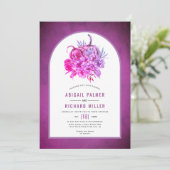 Purpurblumen und Kürbis Hochzeit im Herbst Einladung (Stehend Vorderseite)