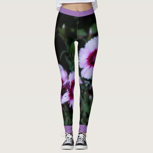 Purpurblumen, Yogaübungen mit Personalisiertem Nam Leggings (Vorderseite)