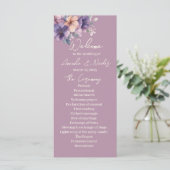 Purpurfarbene, rosa Blume zum Hochzeitsprogramm (Stehend Vorderseite)