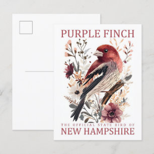 Purpurfink Vogel von New Hampshire USA Reise Postkarte