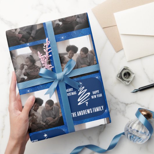 Purpurina geométrico azul de foto known de navi geschenkpapier (Schenken)