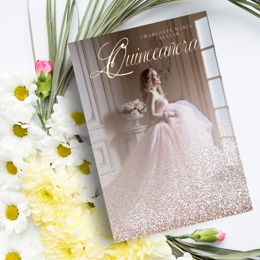 Purpurina Oro Rosa Tendencia XV Español Foto Folieneinladung