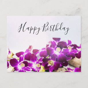 Purpurorchidee auf weißem Hintergrund Geburtstag Postkarte