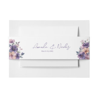 Purpurrosa Blume auf Hochzeit Einladungsbanderole