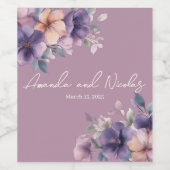 Purpurrosa Blume Hochzeit Weinsiegel Weinetikett (Einzelnes Label)