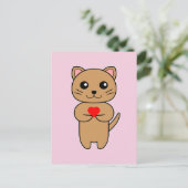Purpurrote Liebe - Rosa Hintergrund Postkarte (Stehend Vorderseite)