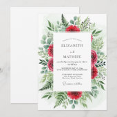 Purpurrote opulente Winterhochzeit Einladung (Vorne/Hinten)